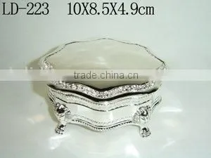 Elegant Shiny Silver Metal Jewelry Trinket Box(LD-223) thumbnail-1