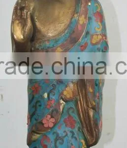 Chinese Bronze Gild Cloisome Buddha / Monk thumbnail-1