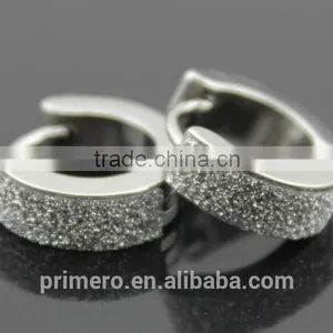 Stainless Steel Huggies Hoop Earrings With Charm Elegant Matte Wholesale Black Silver thumbnail-5