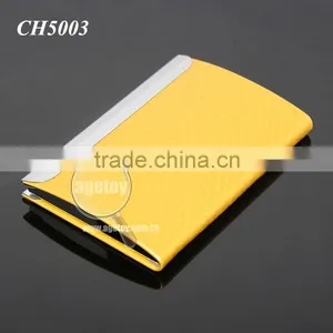 Box Packing Cube Pattern Yellow Gold Leather Flannelette Lining Stainless Steel Metal Novelty Card Holder thumbnail-2