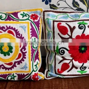 100% Cotton Colorful Suzani Hand Embroidery Cushion Covers Pillow Covers thumbnail-2