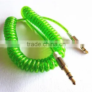 Flexible Dc3.5m to Dc3.5m Spiral Metal Transperant Cable Extend Stereo Audio Aux Cable thumbnail-4