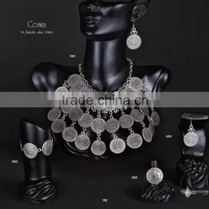 Ring Earring Bracelet Necklace Turkish Ottoman Antique Culture Jewelry Set Made in Turkey thumbnail-2