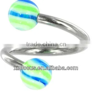 Baby Blue Lime HYPNOTIC Spiral Twister Belly Ring&body Jewelry Navel Ring&SBR Rings thumbnail-1