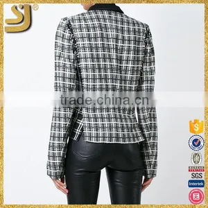 Spring Autumn 2016 Women American Style Plaid Blazers Lady Formal Outwear Coats Slim Fit Jacket Quality Choice thumbnail-4