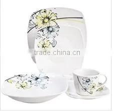 20pcs Ceramic Square Dinner Set, Porcelain Black Square Plate Set thumbnail-4