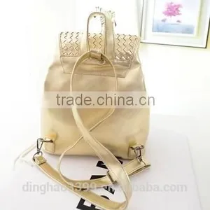 New Design White Backpack Knit Lines Leather Backpack Fashion Hot Sale Backpack thumbnail-2