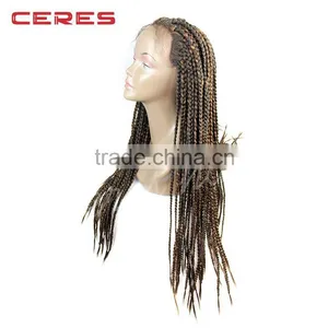 Synthetic Wig for Africa American Women Material Lace Front Black Kinky Curly Wig Style Box Braid Wig With Heat Resistant Fiber thumbnail-3