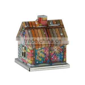 Christmas Candy Tin Can Wholesale Mini House Shaped Tin Lovely Design House Craft thumbnail-1