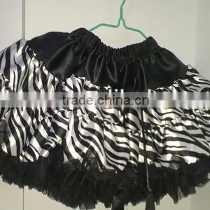 Girls Baby Tutu Kids Petti Skirt Girls Dancewear Princess Satin Chiffon Skirt Black With Zebra thumbnail-1