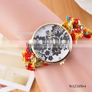 DIY Hand Made Woven Chain Black Flower Fashion Lady Watch thumbnail-4