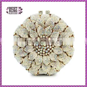 New Design Sunflower Pattern Hard Box Crystal Stone Evening Bag Evening Clutches (88165A-AB) thumbnail-1