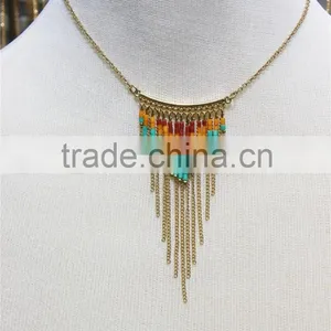 Newest Gold Multiraw Mix -color Seedbead Necklace Short Chain Gold Charm Pendant Necklace 2016 Fashion Style Wholesale thumbnail-1