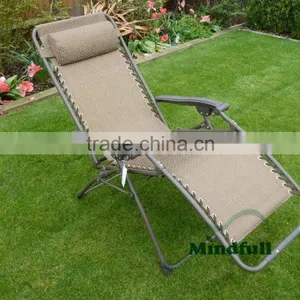 Brown Zero Gravity Garden Lounge Chairs Reclining Garden Chairs With Headrest thumbnail-5