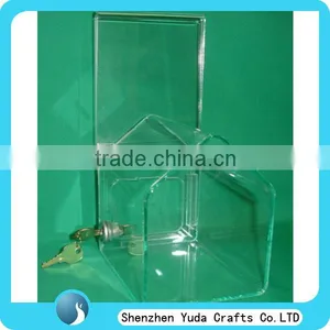 Customized Transparent Acrylic Dog House Shaped Donation Box With Lock Key High Quality Cheap From China thumbnail-1