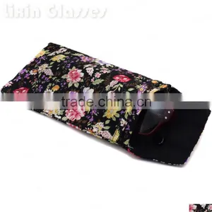 New Hot Selling Soft Cloth Bag Sunglasses Glasses Pouches Black Red Flower Eyewear Accessories Mobile Phone Bag 90*180mm BDH02D thumbnail-3