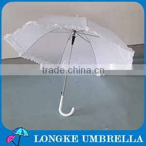 Auto Open White Lace Wedding Straight Umbrella thumbnail-1