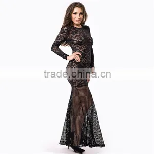 New Arrival Lace Mermaid Dress Evening Dress Long Sleeve Wholesale Evening Dress thumbnail-1