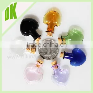 20ml 10ml 5 2ml Wide Mouth Tiny Jars/ Small Vials With Cork/ Caps/ Hook/ Chain. Clear Empty Colored Essential Oil Glass Bottle thumbnail-1