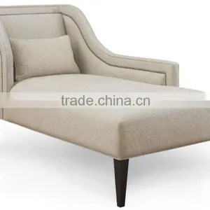 Modern Ethiopian Furniture Solid Wood Leg White Fabric Covered Bedroom Lounge Chair thumbnail-1