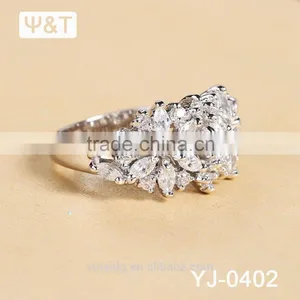 Jingli Jewelry Diamond Flower Shaped Silver Ring For Women (YJ-402) thumbnail-5
