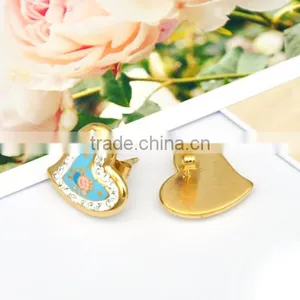 Fashion Earring Gold Heart Enamel Drawing Earring thumbnail-2