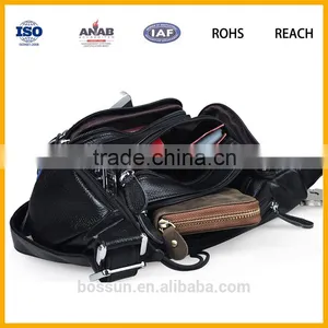 Black Men Genuine Leather Waist Bag High Quality Waterproof thumbnail-1