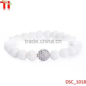Moon Bodhi Seed Stretch Bracelet Buddhism Prayer Beads Mala White thumbnail-1