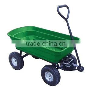 Manual Power Source Garden Cart Four-wheel Plastic Tipper Cart Multi-Purpose Plastic Pull Cart thumbnail-1