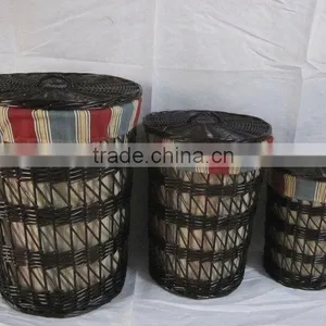 3/set Mesh Willow Storage Nested Basket With Lids thumbnail-1