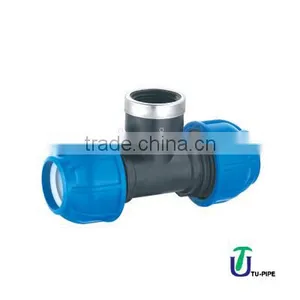 PP 90 Tee Threaded With Female Threaded Offtake DIN 8076 / ISO 14236 (heavy) thumbnail-1