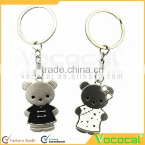 1 Pair of Cartoon Bear Couple Style Pendant Metal Keychain Key Ring Silver Hanging Ornament thumbnail-1