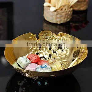 Copper Decorative Serving Bowl,Copper Plated Serving Bowls, Flower Cut Dry Fruit Decorative Bowl thumbnail-2