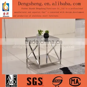 Side Table/end Table With Glass Top Metal Coffee Tables thumbnail-1