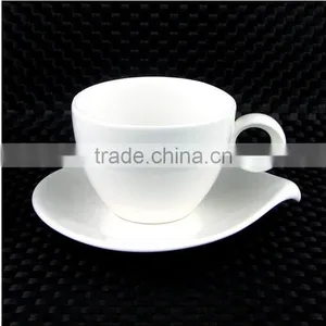 White Porcelain Cappuccino Coffee Cup and Saucer thumbnail-1