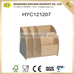 Custom Cheap Natural Unfinished Pine Wood Office Desktop Organiser thumbnail-1