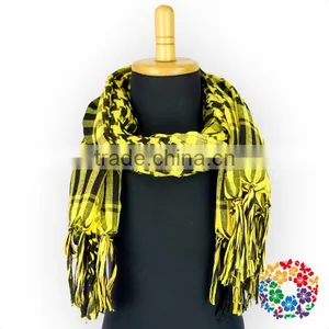 Wholesale Ladies Muslim Products Bright Yellow Tassels Hijab Scarf Fashion Lady Fringe Scarf thumbnail-5