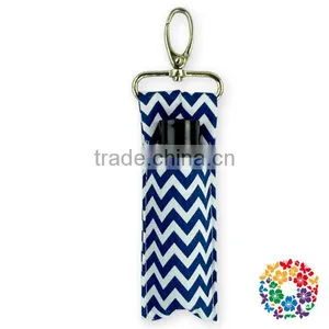 Handmade Aqua Chevron Lipstick Holder Custom Cotton Fabric Keychain thumbnail-3