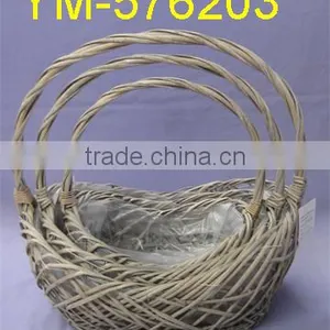 Boat Shape Willow Garden Flower Basket With Liners thumbnail-1