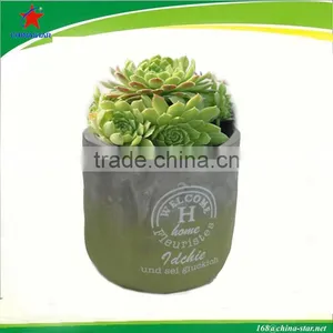 Round Cement Flower Pot With Carved Letters thumbnail-4