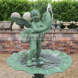 Outdoor Garden Decoration Bronze Metal Crafts Large Fish Sculpture Fountain With Angel thumbnail-1