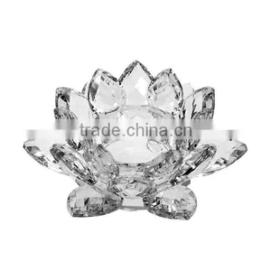 Beautiful Clear Crystal Lotus Candle Holder thumbnail-1