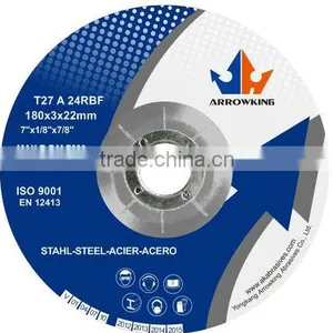 7" 180x3x22.2mm Depressed Center Resin Bonded Reinforced Grinding Wheel For Metal thumbnail-1