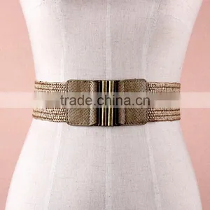Wholesale Decorative Alloy Buckle Women Lady Snake Pattern Wide PU Waist Belt thumbnail-1