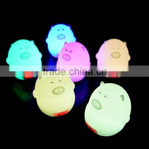 High Quality Cute Silicone Kids Child Cheap Color Changing Alarm Clock Pig Night Light thumbnail-4