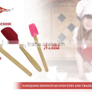 Flexible Small Silicone Spatula and Scraper With Wood Handle thumbnail-1