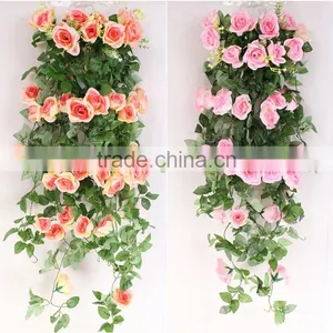100CM 5Stems Artificial Rose Garland Wedding Party Decor Silk Flower Vine Garland thumbnail-2