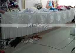 White Ice Silk Table Skirt With Tapes at Back With Detachable White Swag Table Sikrt thumbnail-4