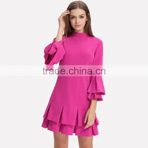New Fashion Pleated Lantern Skirt Dress Elegant Ladies Skater Dress thumbnail-3