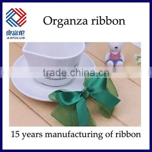 Single Face Polyster Satin Ribbons, Polyster Green Organza Ribbon thumbnail-1